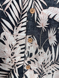 Men's Distressed Palm Leaf Button Down Shirt
