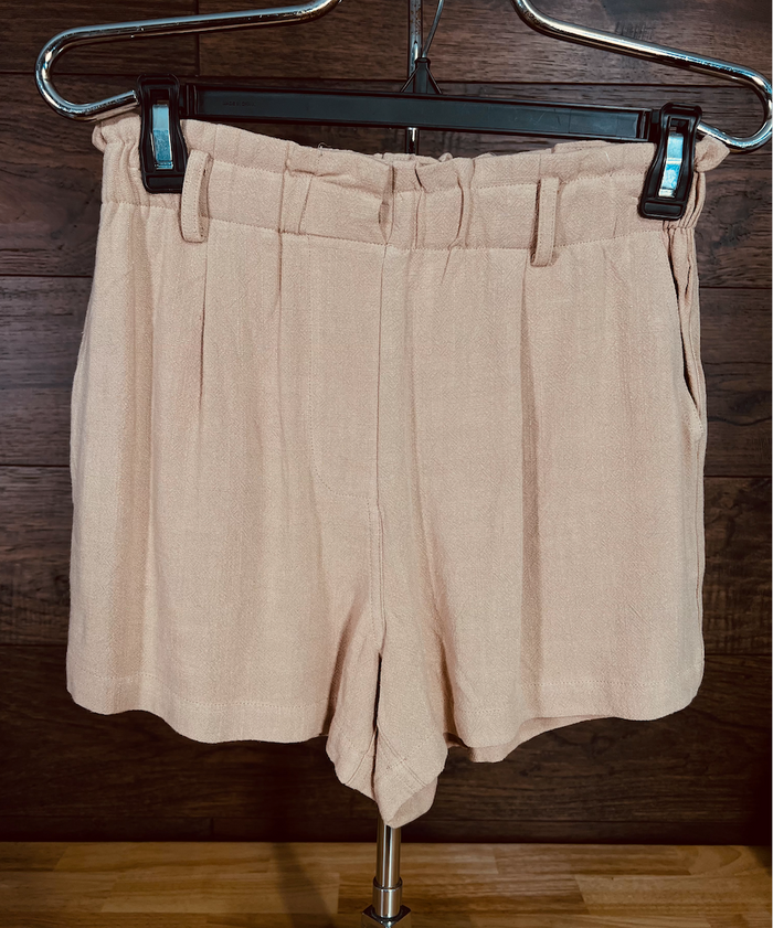 Woven Linen Paperbag Shorts