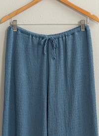 Crinkle Knit Wide Leg Drawstring Pants