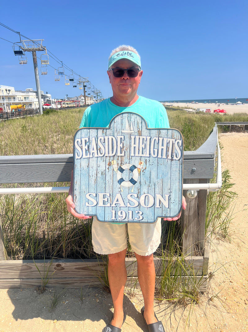 Large Seaside Heights Custom Beach Badge Wall Sign