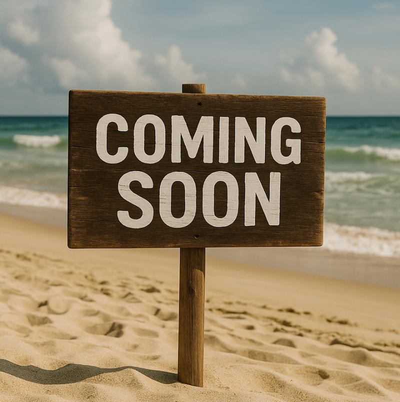 Coming soon sign on the beach - Island Soul Clothing & Gifts Seaside Heights New Jersey