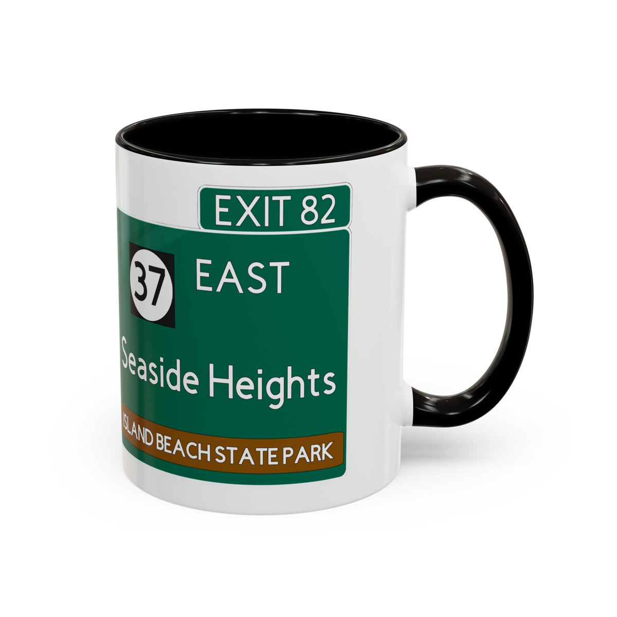 Seaside Heights Road Sign Mug — Exit 82 Island Beach State Park Coffee Cup (11oz/15oz)