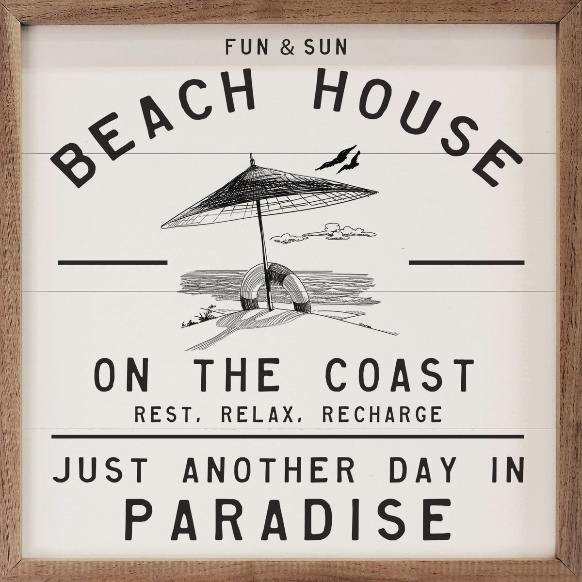 Decorative sign with beach theme and wooden frame "Just Another Day in Paradise" - Island Soul Clothing & Gifts Seaside Heights New Jersey