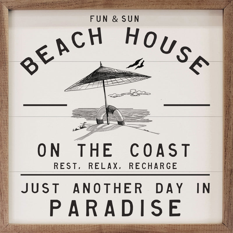 Decorative sign with beach theme and wooden frame "Just Another Day in Paradise" - Island Soul Clothing & Gifts Seaside Heights New Jersey