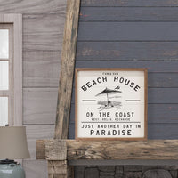 Decorative sign with beach theme and wooden frame "Just Another Day in Paradise" - Island Soul Clothing & Gifts Seaside Heights New Jersey