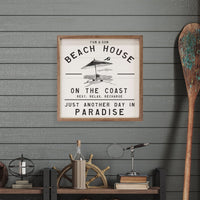Decorative sign with beach theme and wooden frame "Just Another Day in Paradise" - Island Soul Clothing & Gifts Seaside Heights New Jersey