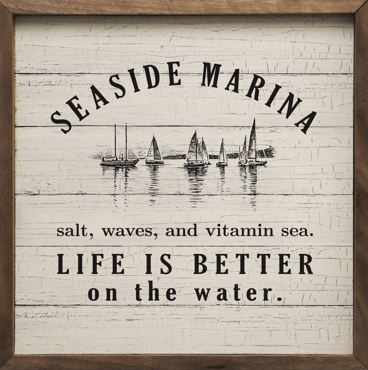 Decorative wood sign with 'Seaside Marina' text - Island Soul Clothing & Gifts Seaside Heights