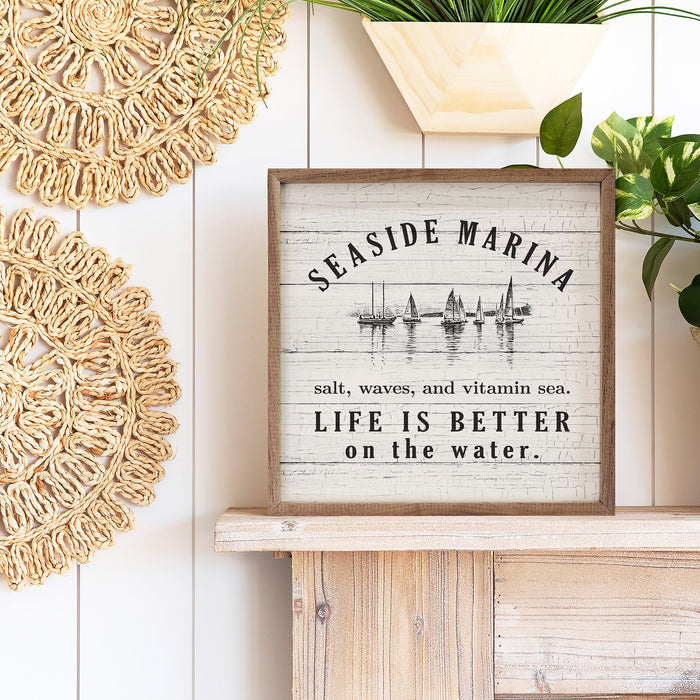 Decorative wood sign with 'Seaside Marina' text - Island Soul Clothing & Gifts Seaside Heights