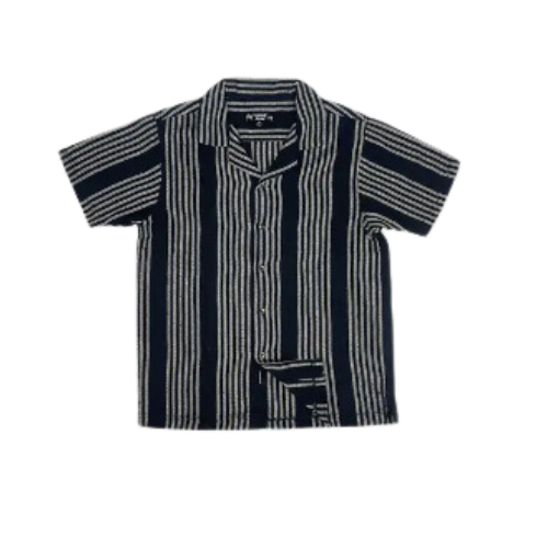 Men's Textured Stripe Black Woven Shirt