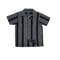 Men's Textured Stripe Black Woven Shirt