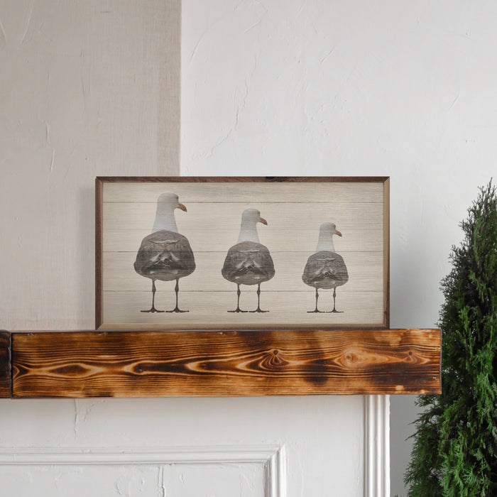 Three seagulls on a wooden background wall art decor - Island Soul Clothing & Gifts Seaside Heights New Jersey