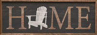 Decorative sign with 'HOME' and Adirondack chair design on a wooden frame - Island Soul Clothing & Gifts Seaside Heights New Jersey