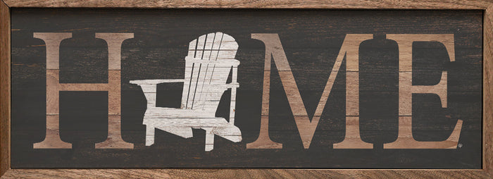 Decorative sign with 'HOME' and Adirondack chair design on a wooden frame - Island Soul Clothing & Gifts Seaside Heights New Jersey