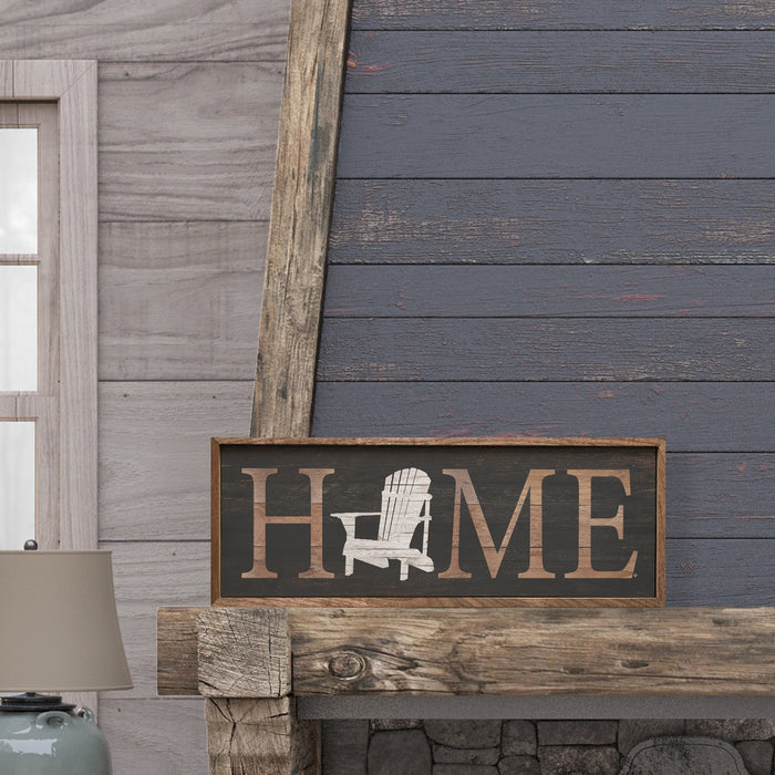 Decorative sign with 'HOME' and Adirondack chair design on a wooden frame - Island Soul Clothing & Gifts Seaside Heights New Jersey