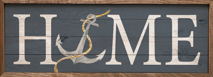 Decorative sign with 'HOME' and anchor design on a wooden frame - Island Soul Clothing & Gifts Seaside Heights New Jersey