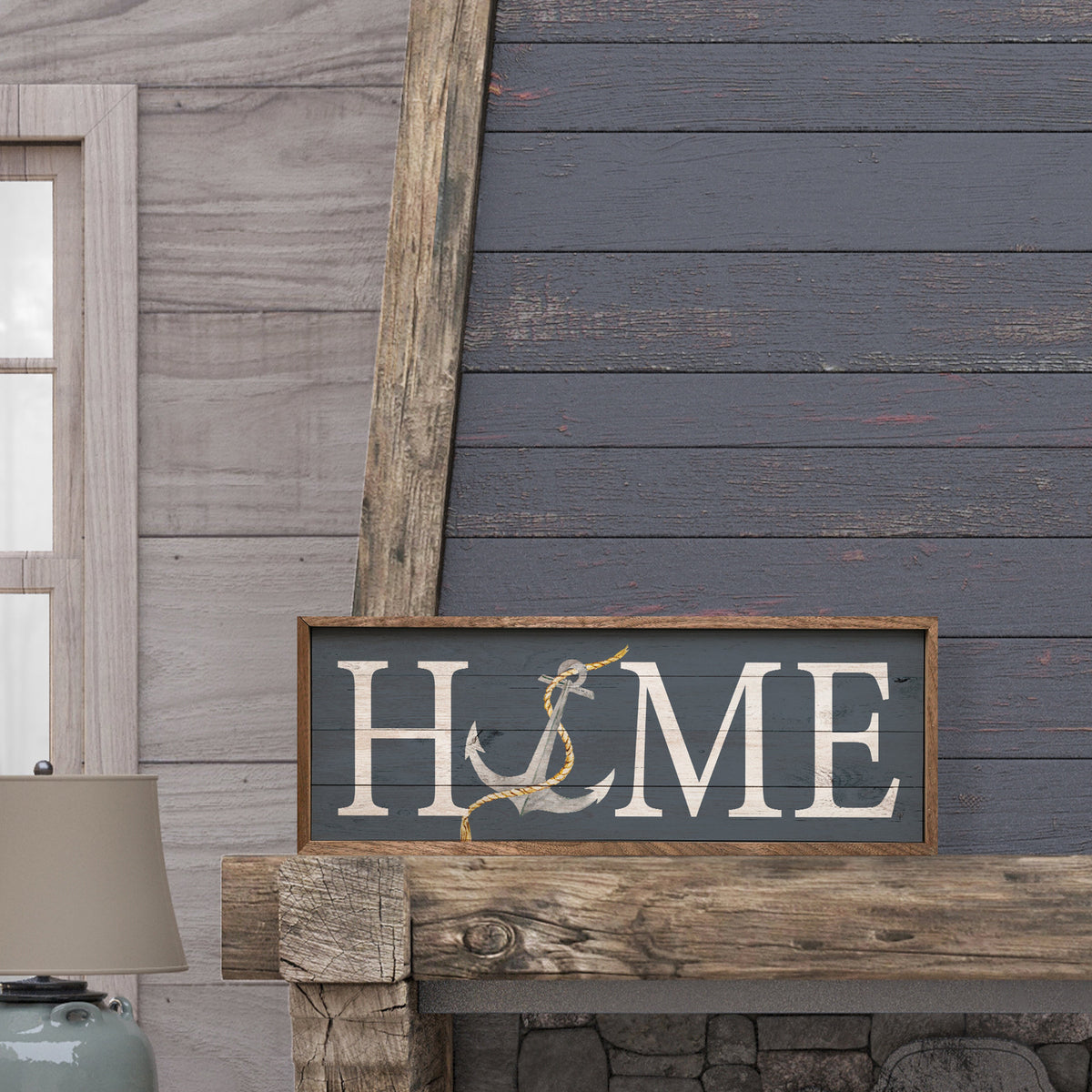 Decorative sign with 'HOME' and anchor design on a wooden frame - Island Soul Clothing & Gifts Seaside Heights New Jersey