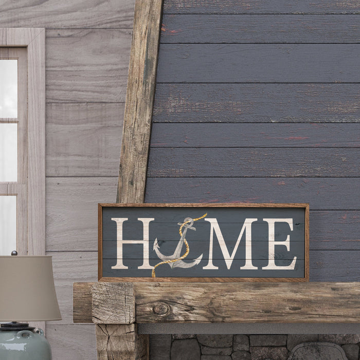 Decorative sign with 'HOME' and anchor design on a wooden frame - Island Soul Clothing & Gifts Seaside Heights New Jersey