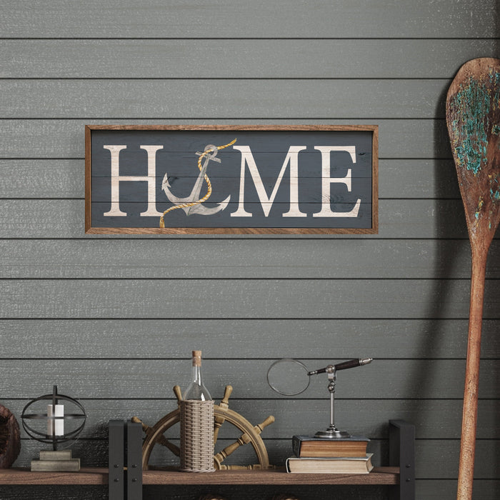 Decorative sign with 'HOME' and anchor design on a wooden frame - Island Soul Clothing & Gifts Seaside Heights New Jersey
