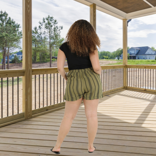 Curvy Cuffed Stripe Shorts