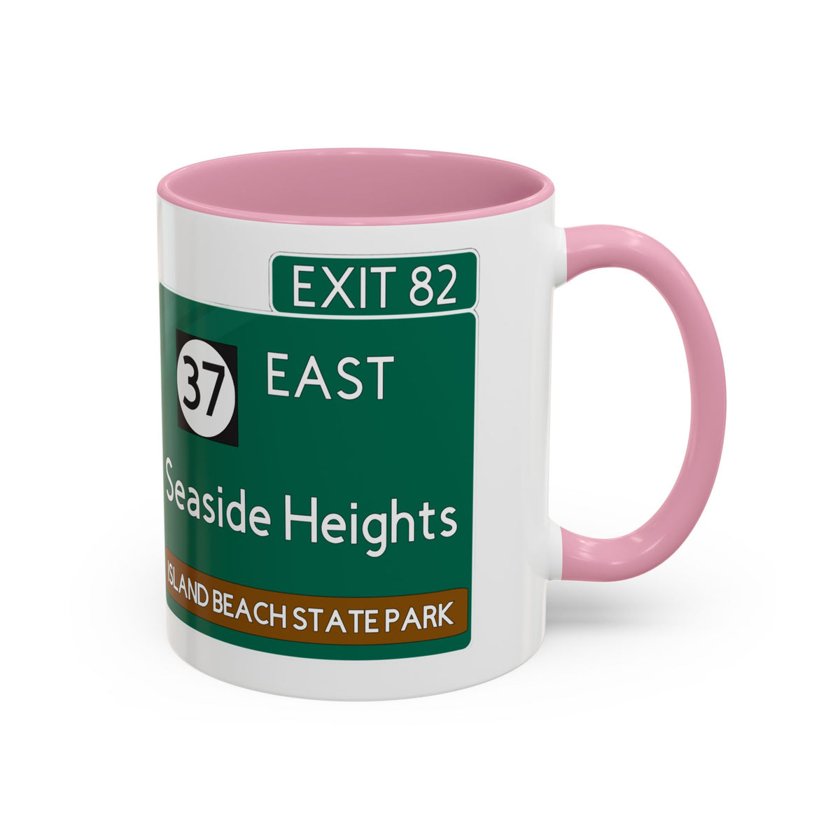 Seaside Heights Road Sign Mug — Exit 82 Island Beach State Park Coffee Cup (11oz/15oz)