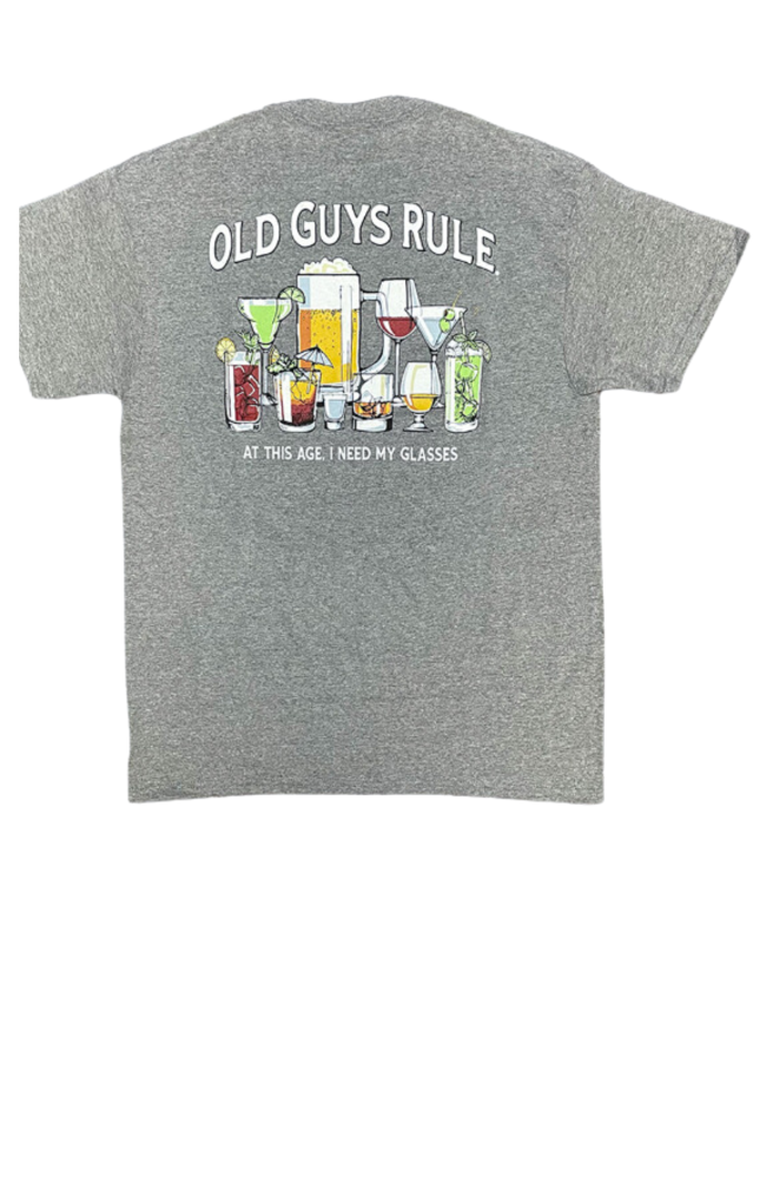 Old Guys Rule Glasses Tee - Cheers to Aging with Style