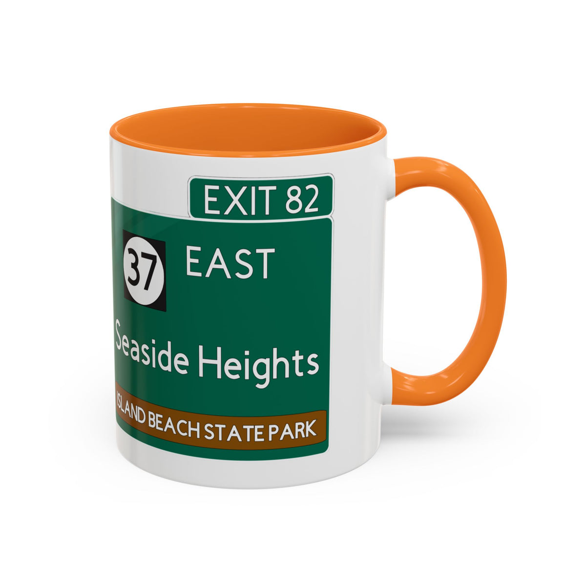 Seaside Heights Road Sign Mug — Exit 82 Island Beach State Park Coffee Cup (11oz/15oz)