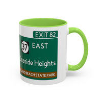 Seaside Heights Road Sign Mug — Exit 82 Island Beach State Park Coffee Cup (11oz/15oz)