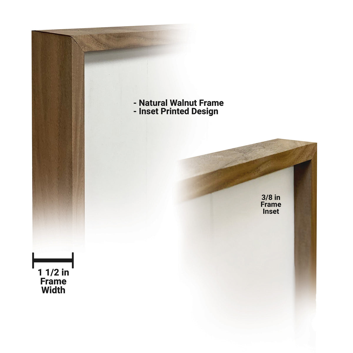 Wooden frame with measurements on a white background