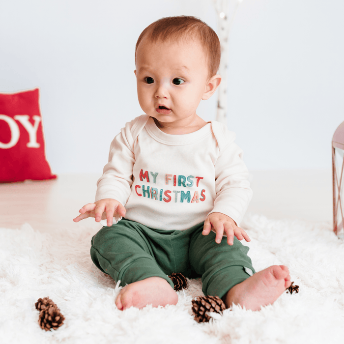 Baby onesie with 'My First Christmas' text on a white background - Island Soul Clothing & Gifts Seaside Heights New Jersey