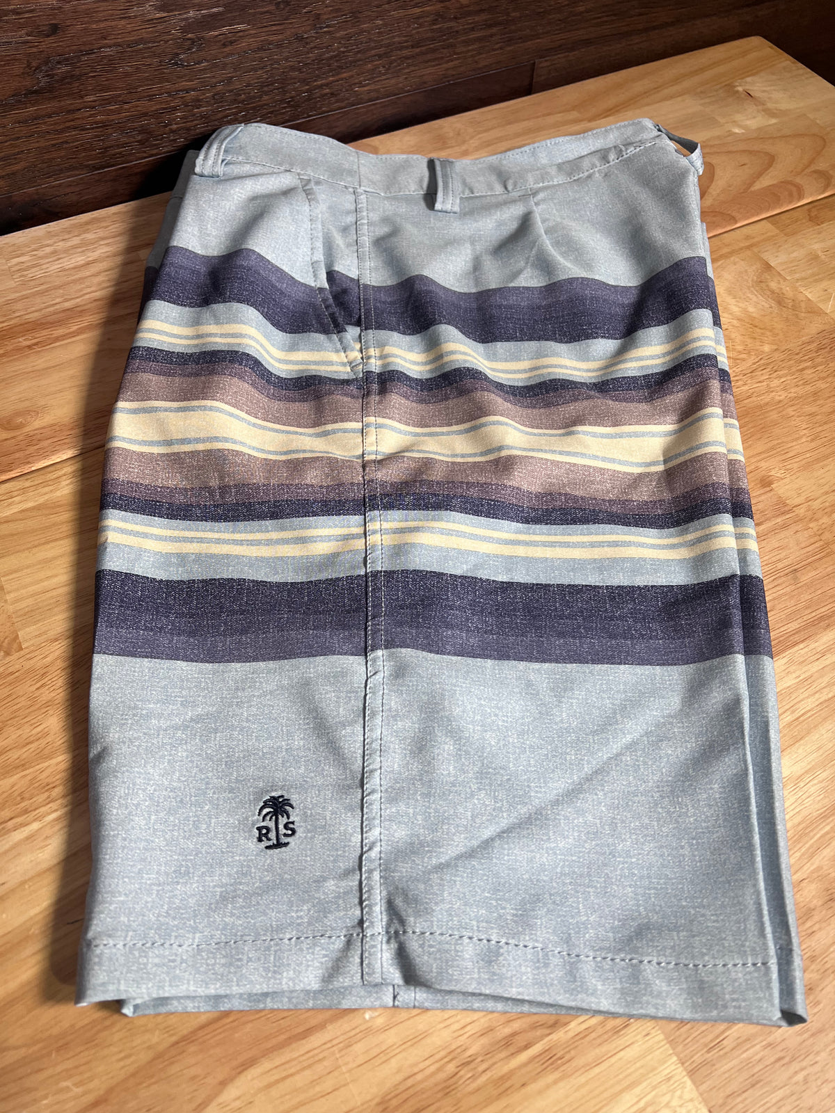 Distressed Stripe Swim Trunks