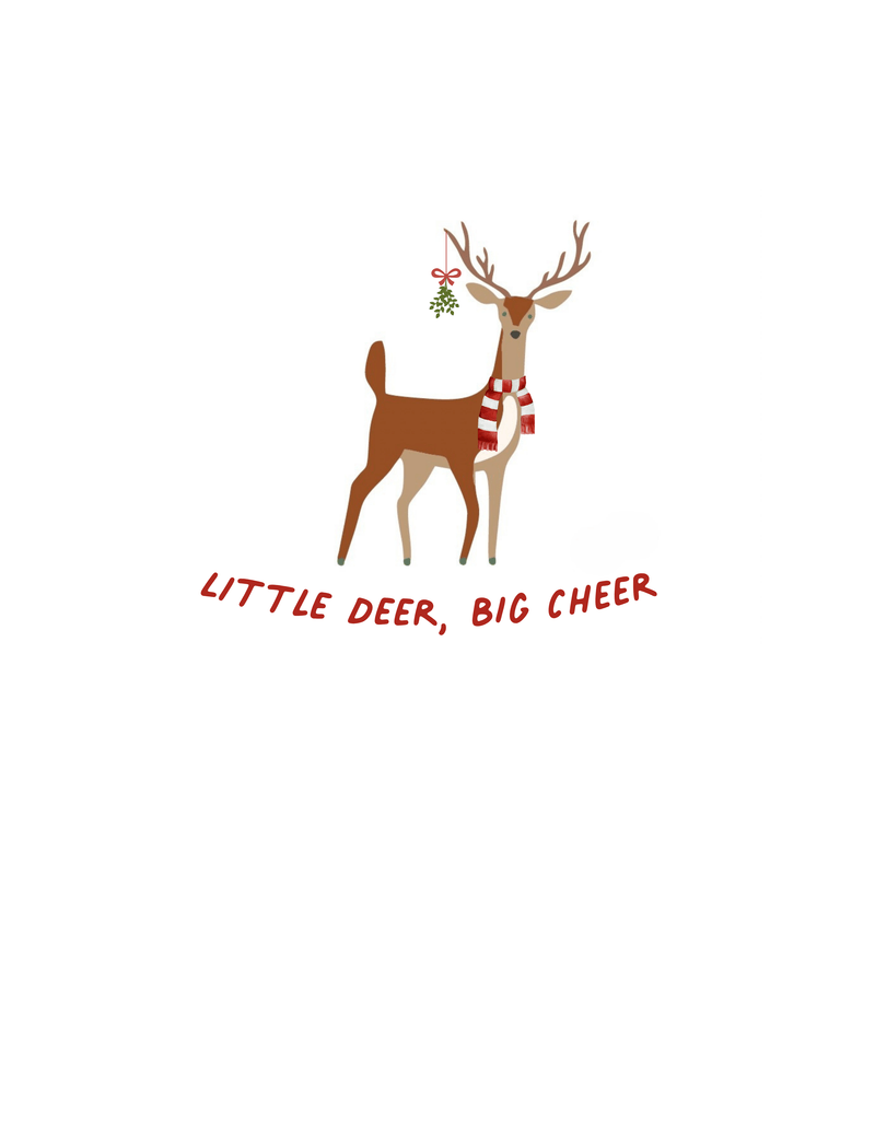 Toddler t-shirt with a reindeer design "Little Deer, Big Cheer" text  Island Soul Clothing & Gifts Seaside Heights New Jersey