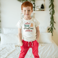 "Cuter than a Christmas Cookie" text with gingerbread man graphic toddler t-shirt - Island Soul Clothing& Gifts Seaside Heights New Jersey