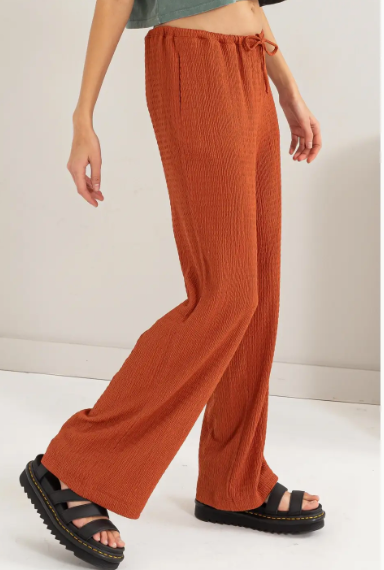 Crinkle Knit Wide Leg Drawstring Pants – Island Soul Crinkle Knit Wide Leg Drawstring Pants – Island Soul