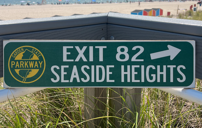 Green Garden State Parkway Wood Novelty Sign - Exit 82 Seaside Heights - Island Soul Clothing & Gifts
