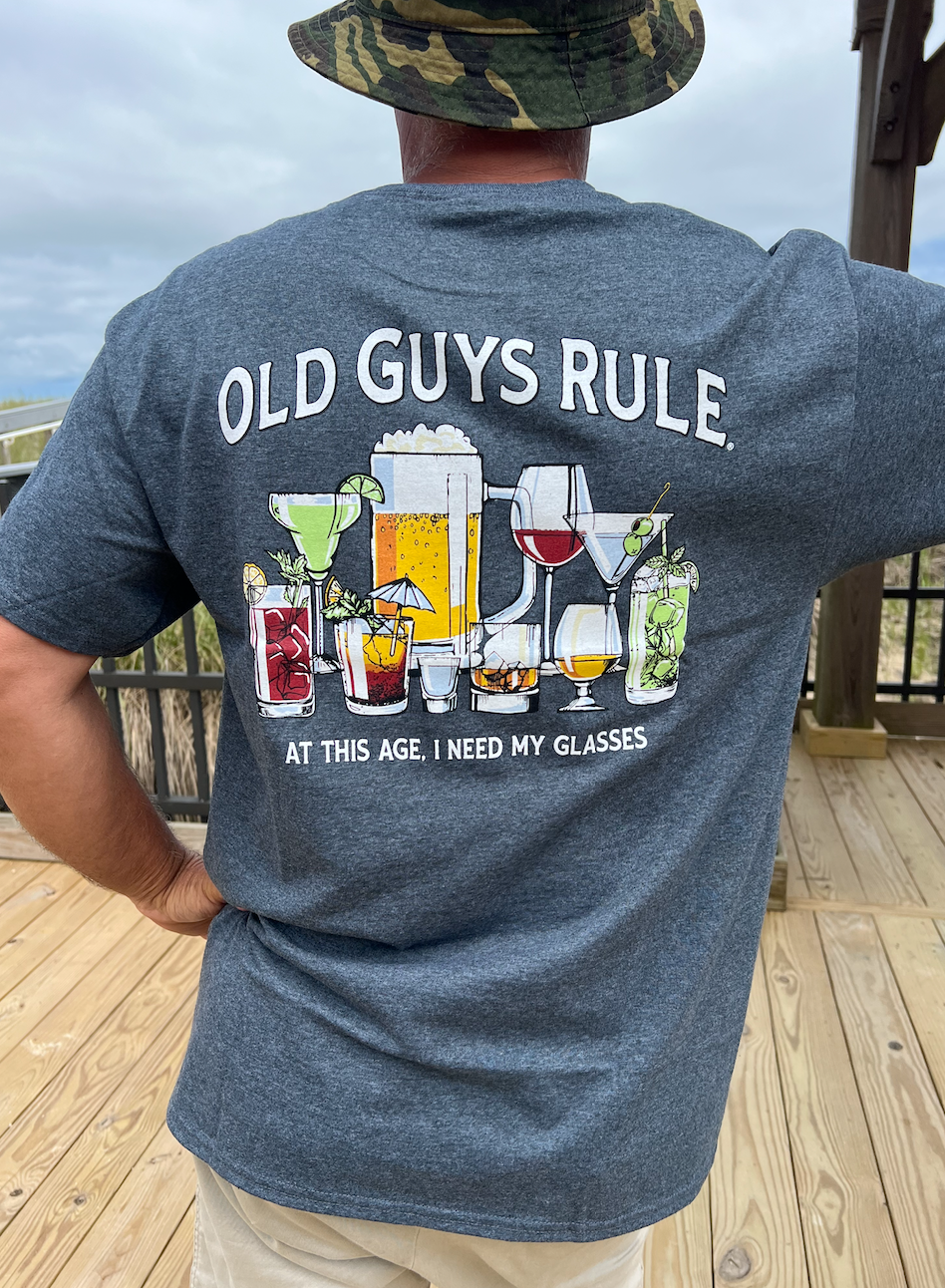 Old Guys Rule Glasses Tee - Cheers to Aging with Style