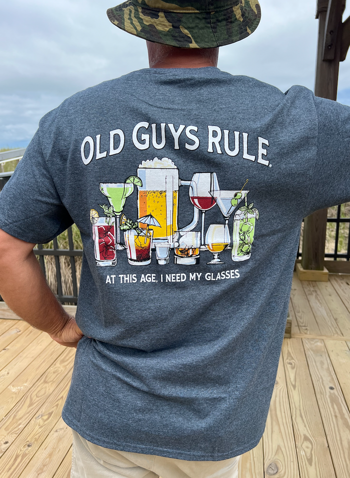 Old Guys Rule Glasses Tee - Cheers to Aging with Style
