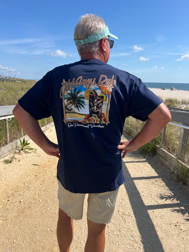 Old Guys Rule Tiki Vacation Tee - on permanent vacation