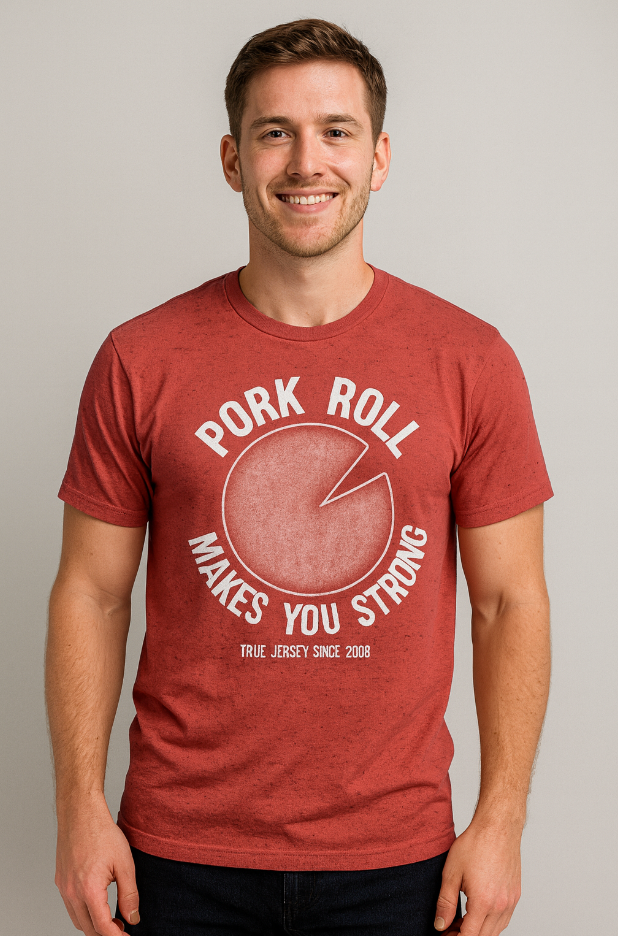 Pork Roll Makes You Strong red T-shirt - Island Soul Clothing & Gifts Seaside Heights New Jersey
