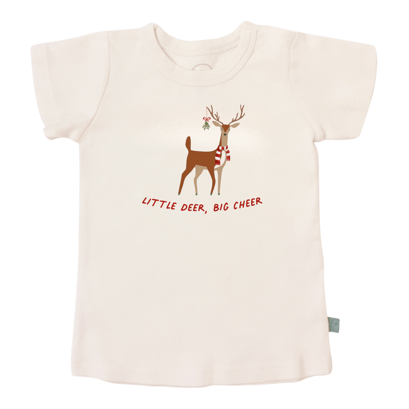 Toddler t-shirt with a reindeer design "Little Deer, Big Cheer" text  Island Soul Clothing & Gifts Seaside Heights New Jersey